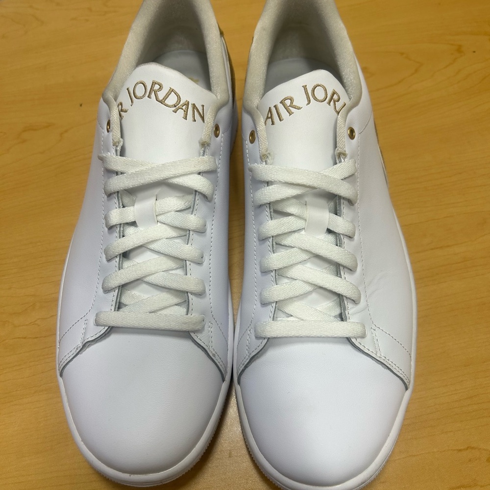 Nike Air Jordan Centre Court Classic White and Gold Sneakers
